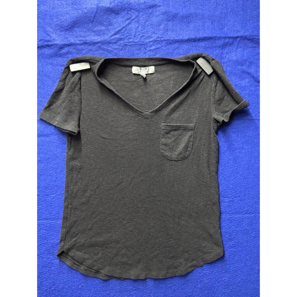 Minimalist Womens Marled Essentials V-Neck Pocket Tee XS Charcoal Black